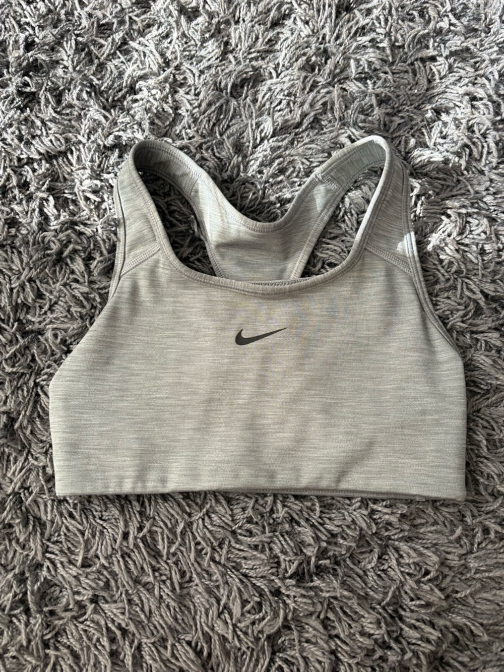 Nike Gray Heather Racerback Sports Bra with Swoosh